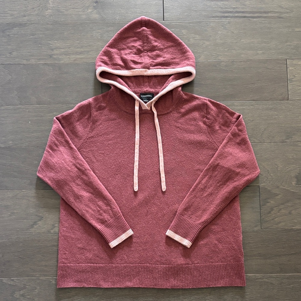 Summersalt - The Coziest Cashmere Blend Hoodie - Rosewood and Shell - Size Large